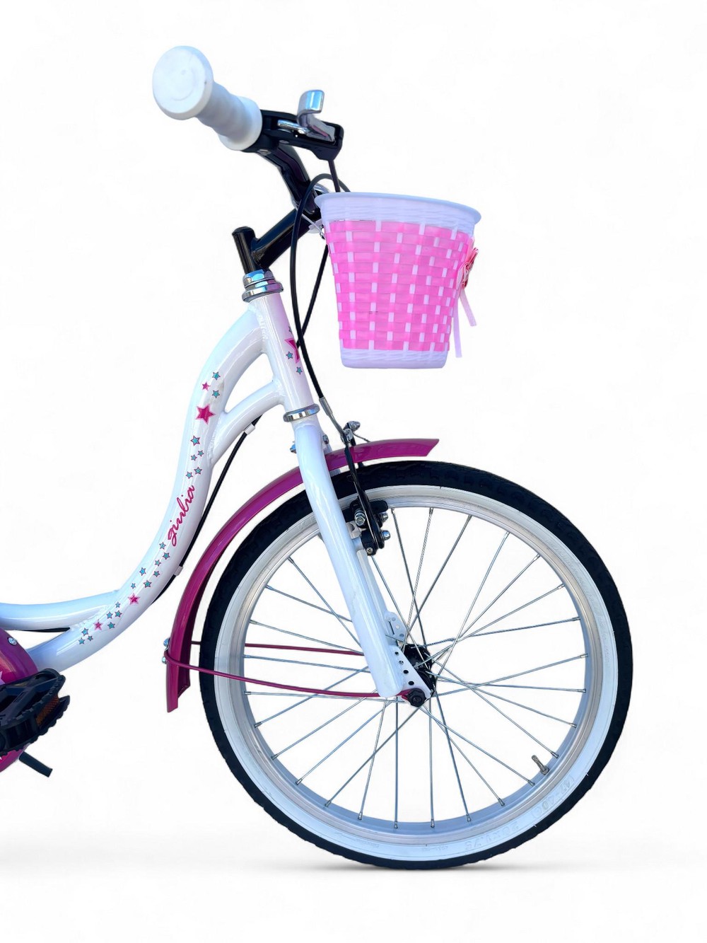 Bicicletta Bambina Da 6-8 Anni Bici 20" Con Cestino Bianca Rosa (1,20-1,35 M) - immagine 5