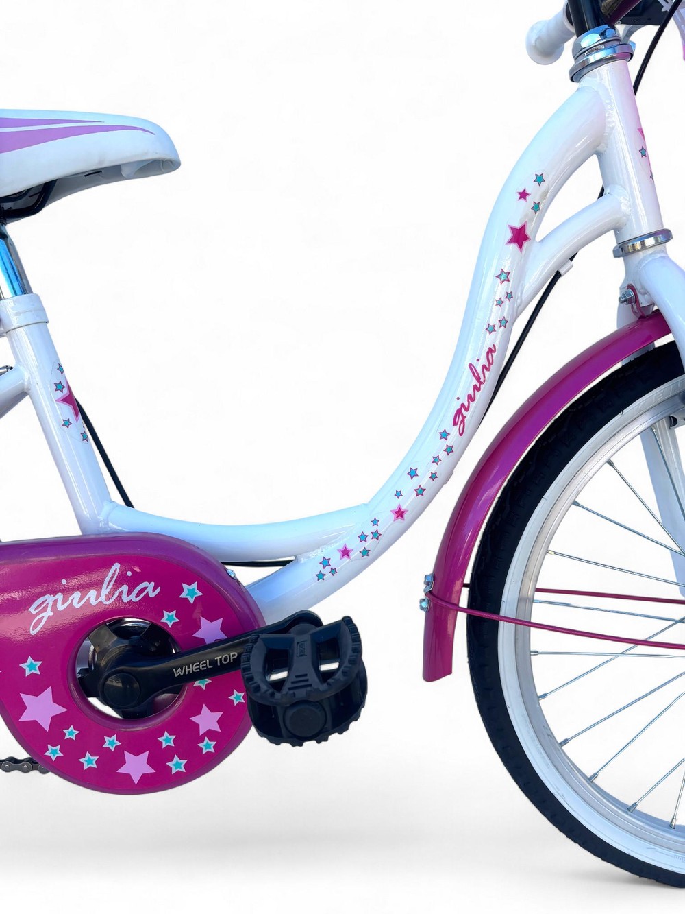 Bicicletta Bambina Da 6-8 Anni Bici 20" Con Cestino Bianca Rosa (1,20-1,35 M) - immagine 8