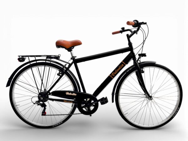 Bicicletta Uomo Passeggio Misura 28 Bici Da Città Con Cambio Nero Vintage Retrò Velodia