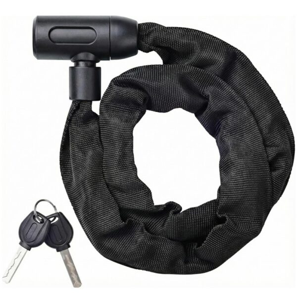 Lucchetto Bici Catena 900mm 6mm Acciaio Temprato Antitaglio Nero con Chiave