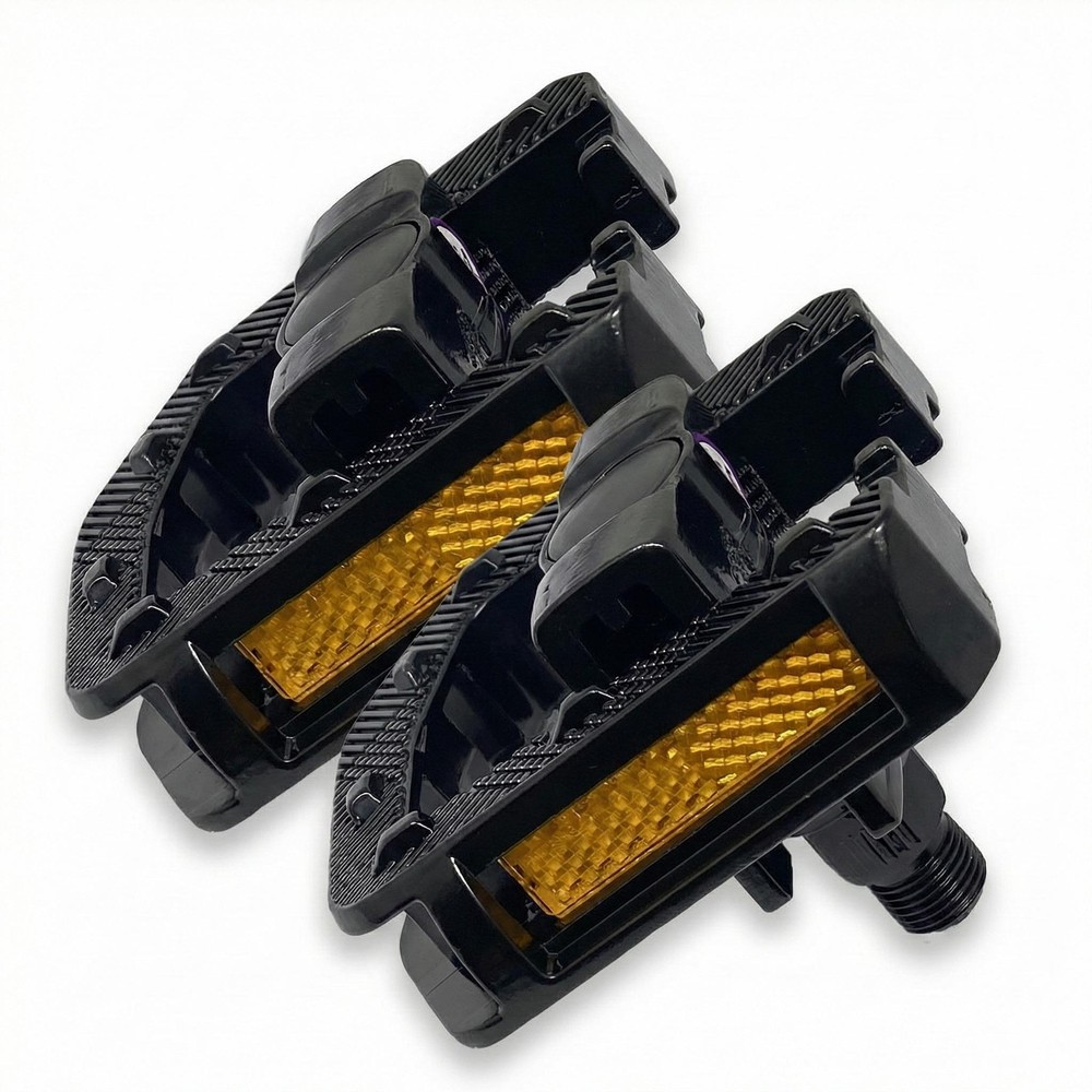 Coppia Pedali Bici Pieghevoli Alluminio 115x24 mm con Riflettori Antiscivolo - immagine 2
