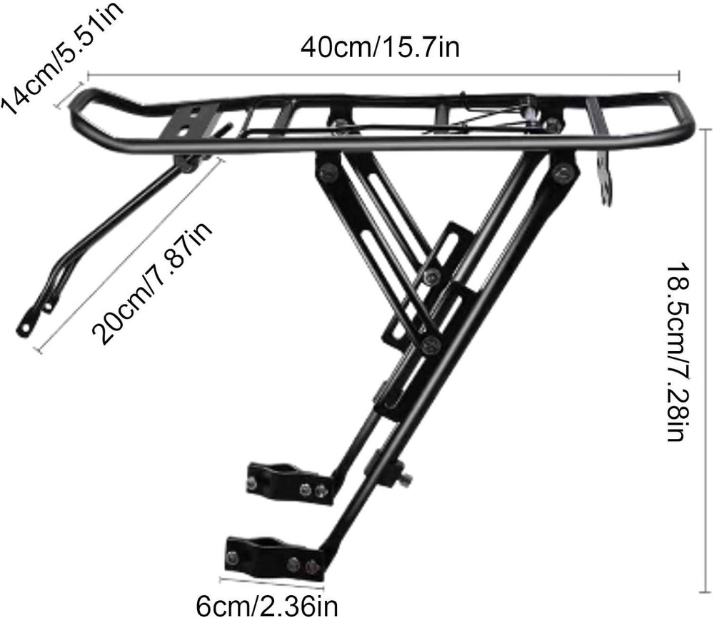 Portapacchi Bici Universale Alluminio Regolabile 20" - 29" Gravel Nero Bicicletta - immagine 9
