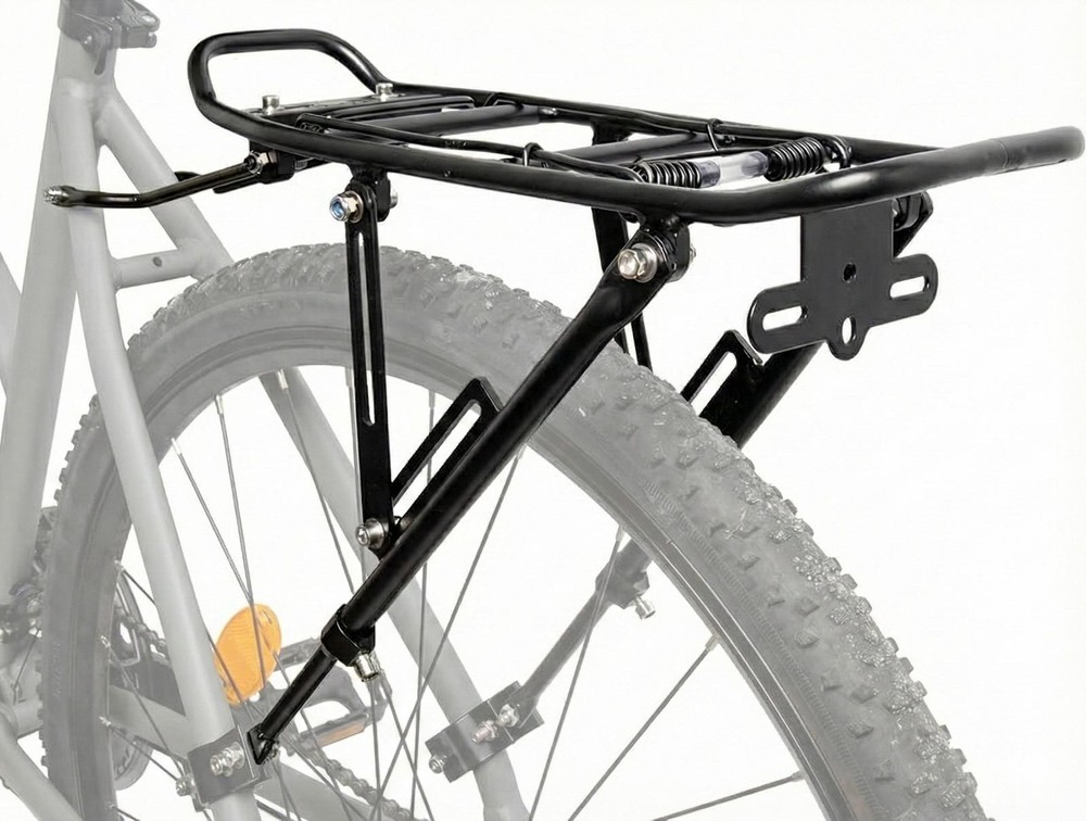 Portapacchi Bici Universale Alluminio Regolabile 20" - 29" Gravel Nero Bicicletta - immagine 2