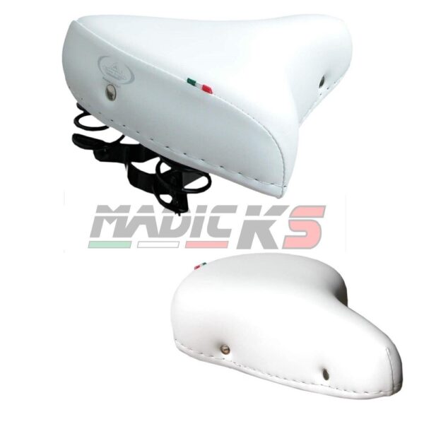 Sella Bici Montegrappa Bianco  Sellino In Pelle City Bike Olanda