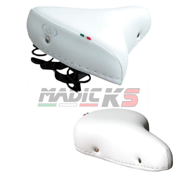 Sella Bici Montegrappa Bianco  Sellino In Pelle City Bike Olanda