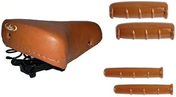 Sella Montegrappa Con Molle + Manopole + Manopolini Freno Bici Epoca Marrone