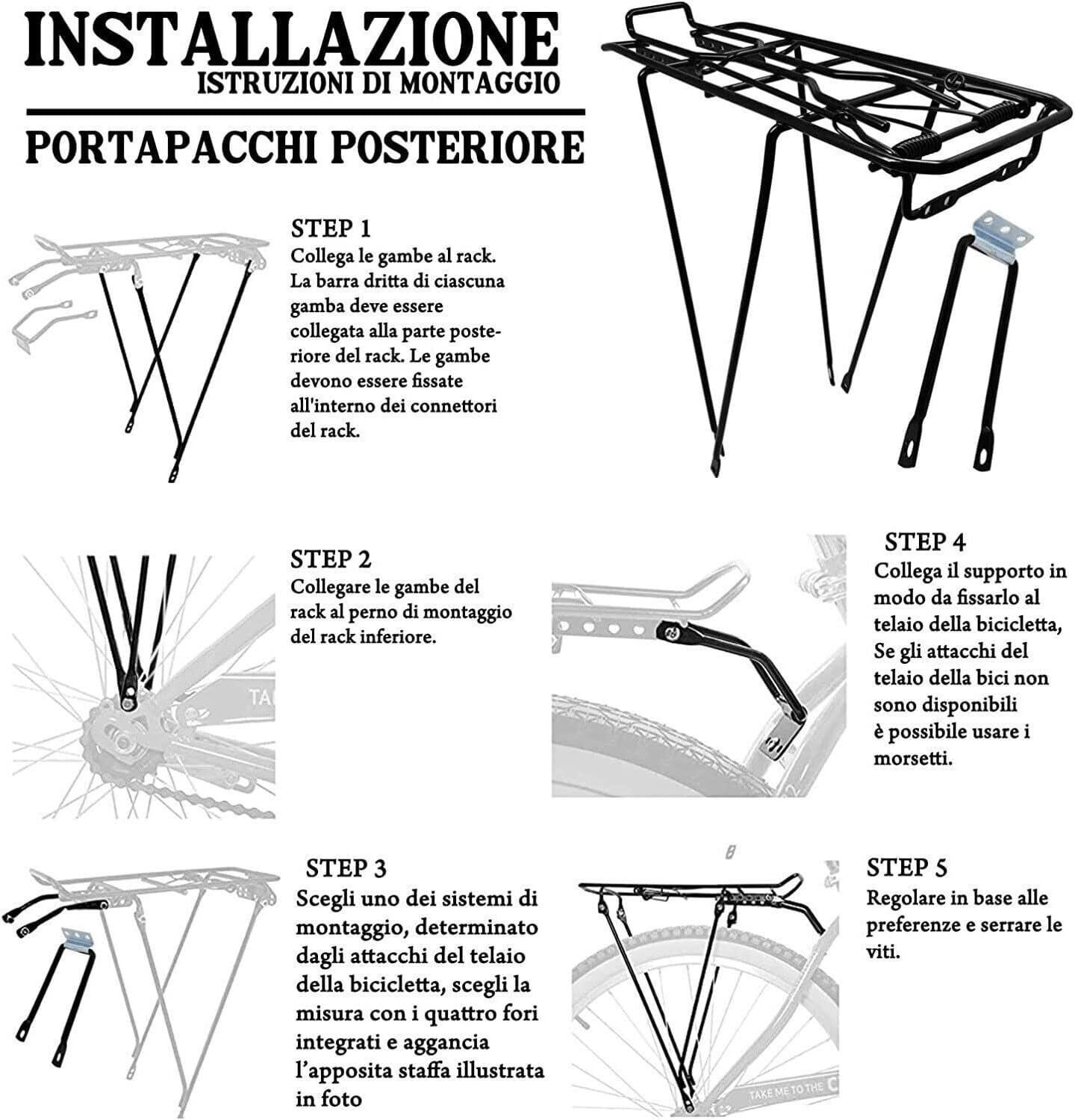 Portapacchi Universale Per Bicicletta 26/28 Bagaglio Regolabile Posteriore Bici - immagine 3