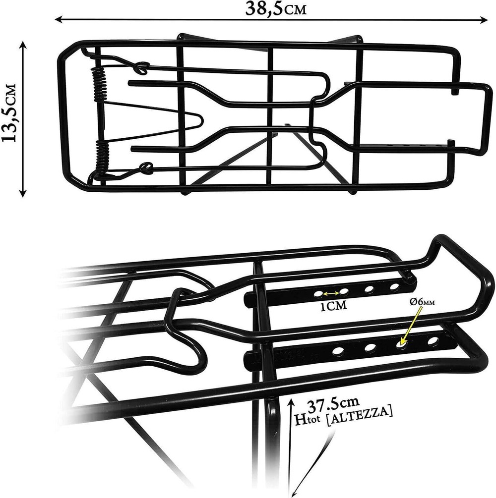 Portapacchi Posteriore Per Bicicletta 26/28 Bagaglio Regolabile Bici - immagine 2