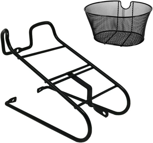 Kit Portacesto Anteriore + Cestino Ovale Nero Per Bici Bicicletta 24/26/28