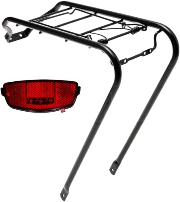 Portapacchi Posteriore Nero Per Bici + Fanalino Luce Led Posteriore