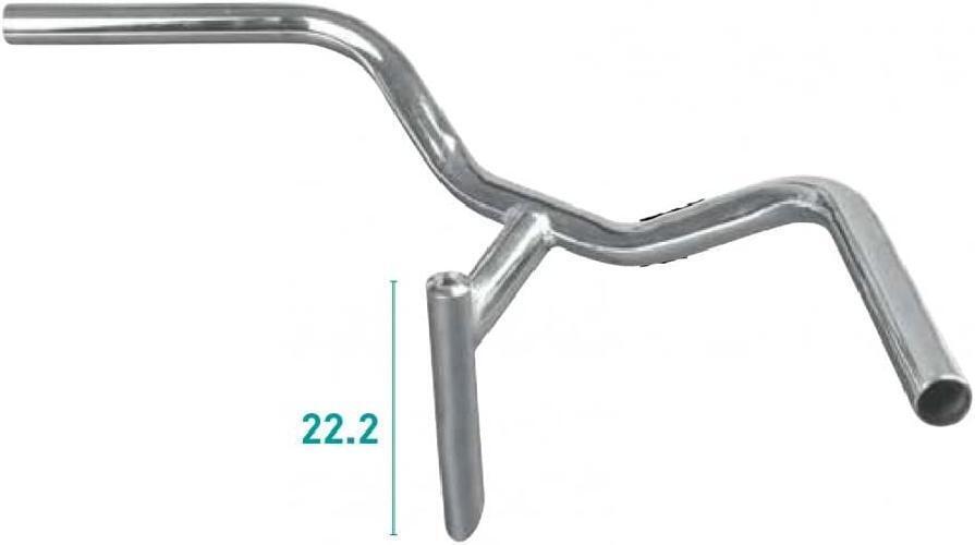 Manubrio Cromato In Acciao 22,2 Mm Per Bici + Coppia Manopole Marroni Bici - immagine 2