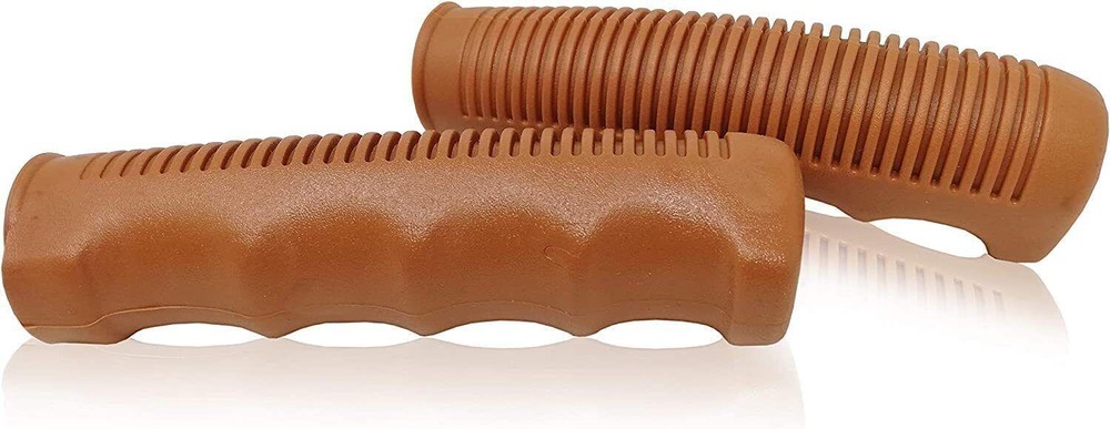 Manubrio Cromato In Acciao 22,2 Mm Per Bici + Coppia Manopole Marroni Bici - immagine 3