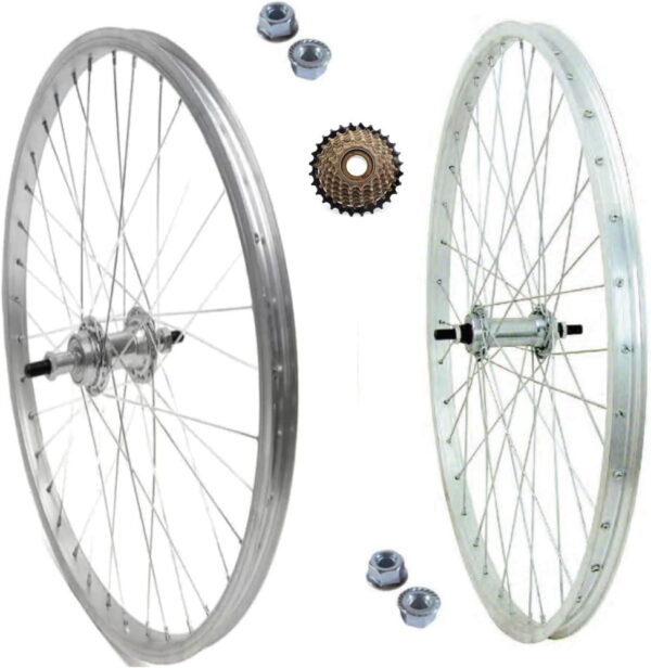 Coppia Ruota / Cerchio Anteriore + Posteriore 24 X 1.75 + Pignone 7 Velocità