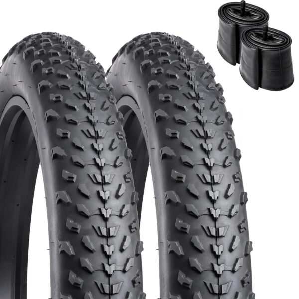 Coppia Copertone Fat Bike Tassellato 20 X 4.0 + Camera D'Aria