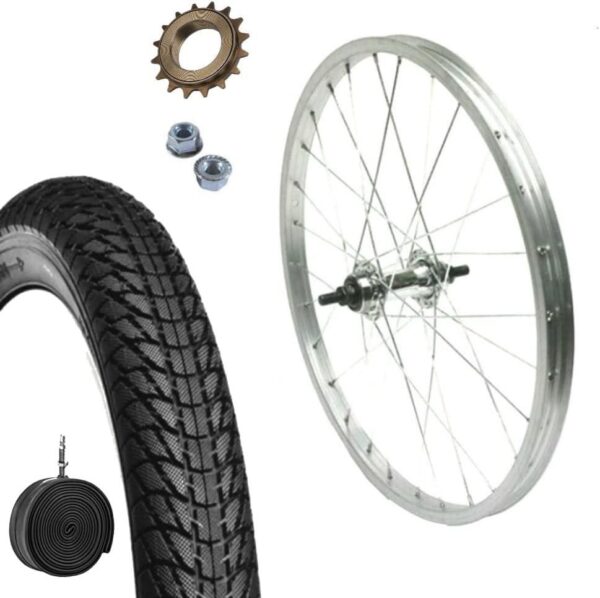 Cerchio Ruota Completo Posteriore 24" X 1.75 + Copertoni + Camere + Pignone 18