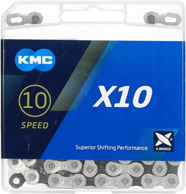 Catena Kmc X10 Bici Silver Black 116 Maglie Per Shimano Sram Campagnolo 10v