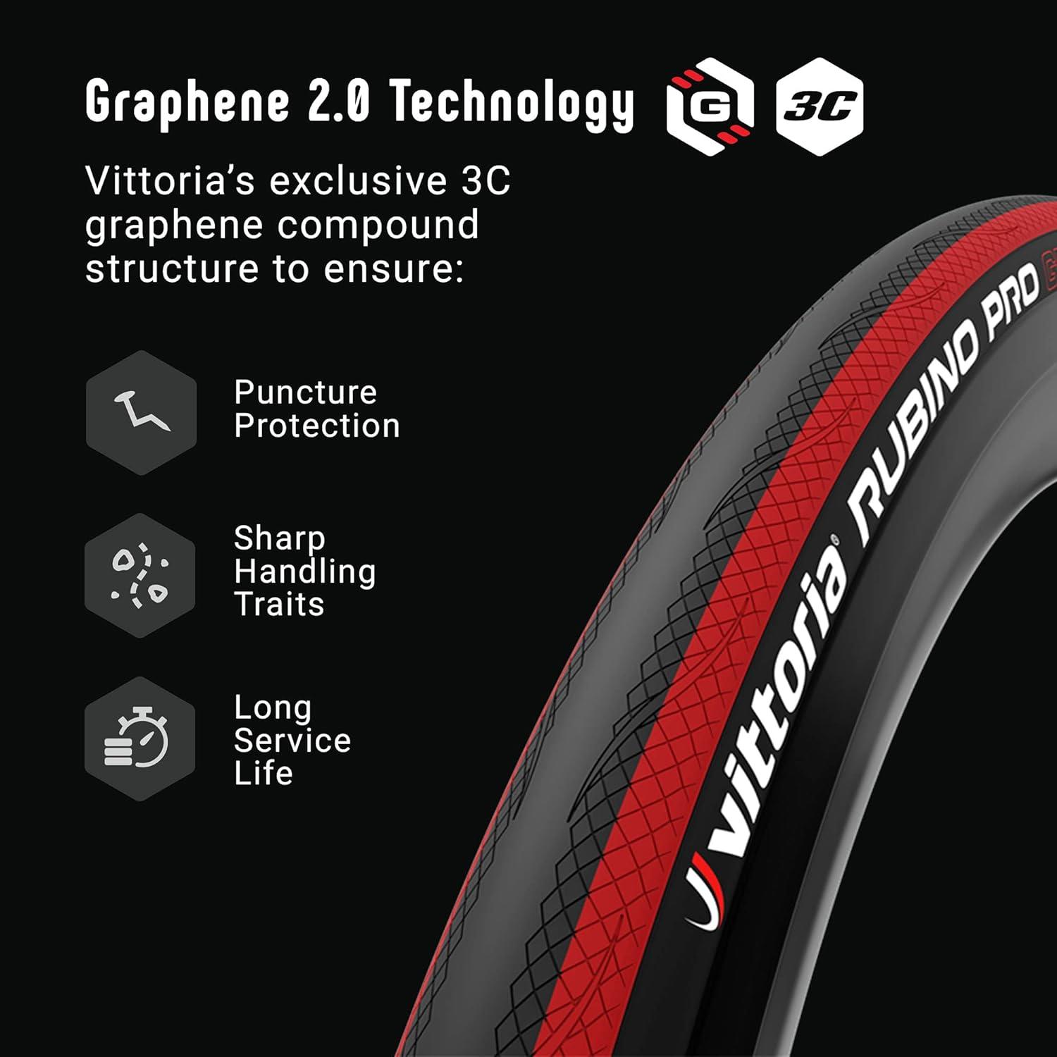 Copertone Vittoria Rubino Pro 700x25 Rosso Bici Graphene 2.0 Pneumatico Corsa - immagine 7