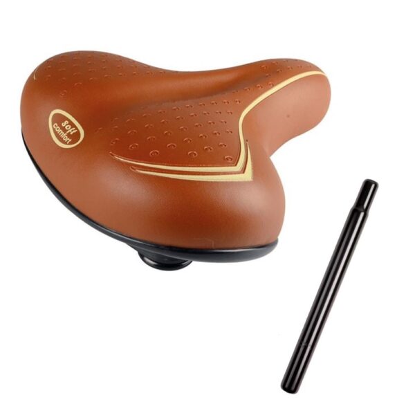 Sella Marrone Beige Per Bici City Bike Confort Comoda Unisex + Tubo Sella Nero