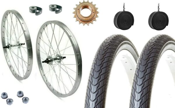 Coppia Ruote Bici Complete 28x1.75 1v Cerchio + Cop + Cam + Pignone 18 Denti