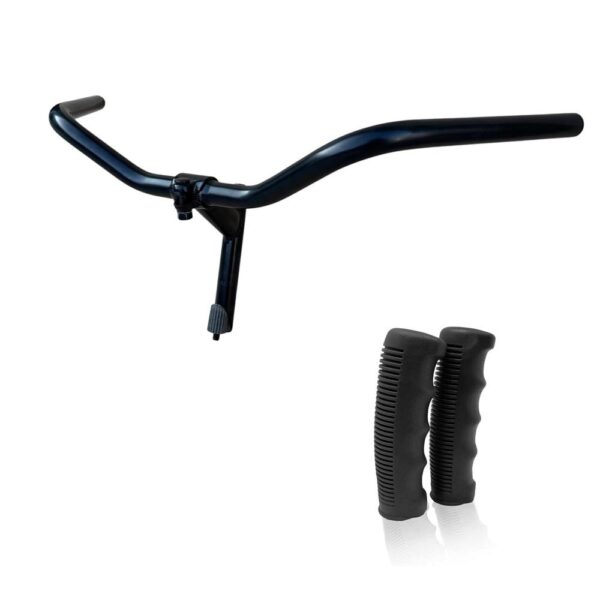 Manubrio Bici Acciaio Nero Bicicletta 600l City Bike + Coppia Manopole Nero