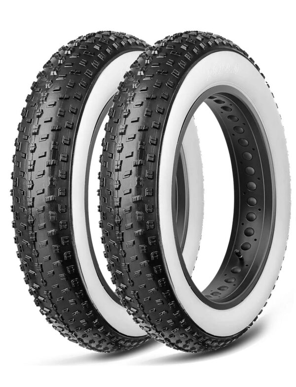 Coppia Copertone Fat Bike Tassellato 20 X 4.0 Bianco/Nero Bici Elettrica Fascia
