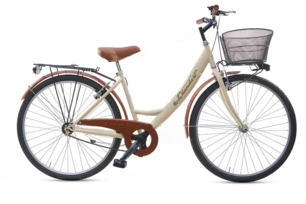 Bicicletta Donna Da Passeggio Beige Monotubo Misura 26 Bici Da Città Con Cestino