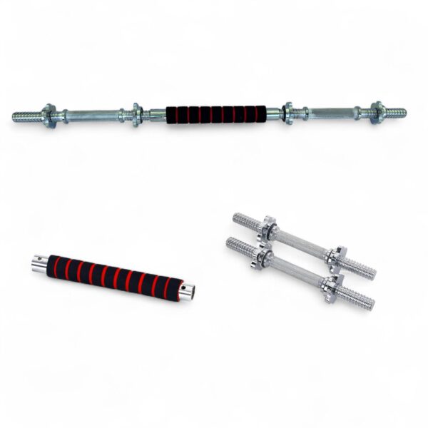 Coppia Manubri Palestra 35cm Filettati 25mm + Barra Collegamento Per Bilanciere