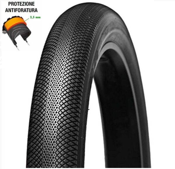 Copertone Fat Bike Stradale 20×4.0 Antiforatura Rigido Nero Bici E-Bike Elettrica