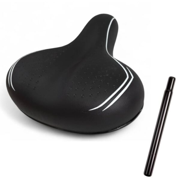 Sella Nera + Tubo Sella Nero Black Per Bici City Bike Confort Comoda Unisex